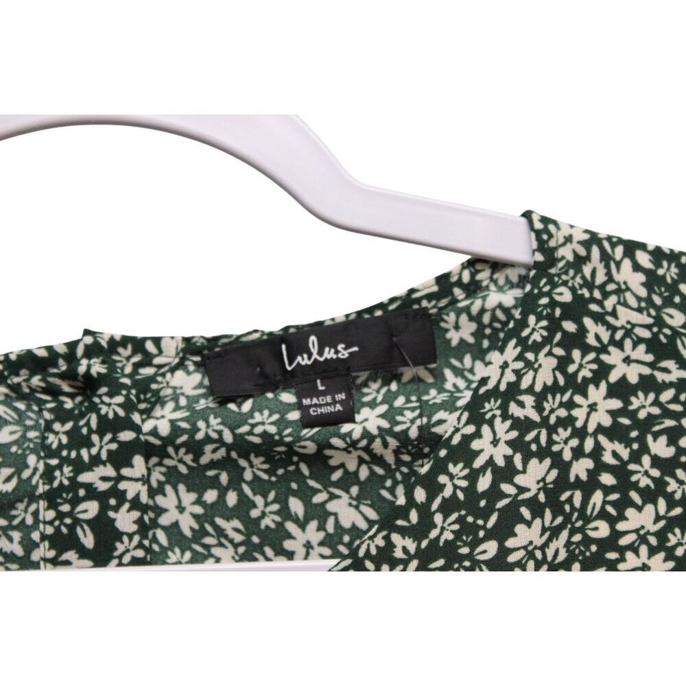 Lulus Mini Dress Size Large Green Floral Ruffle Feminine Dainty Blooming Darling - Picture 7 of 13